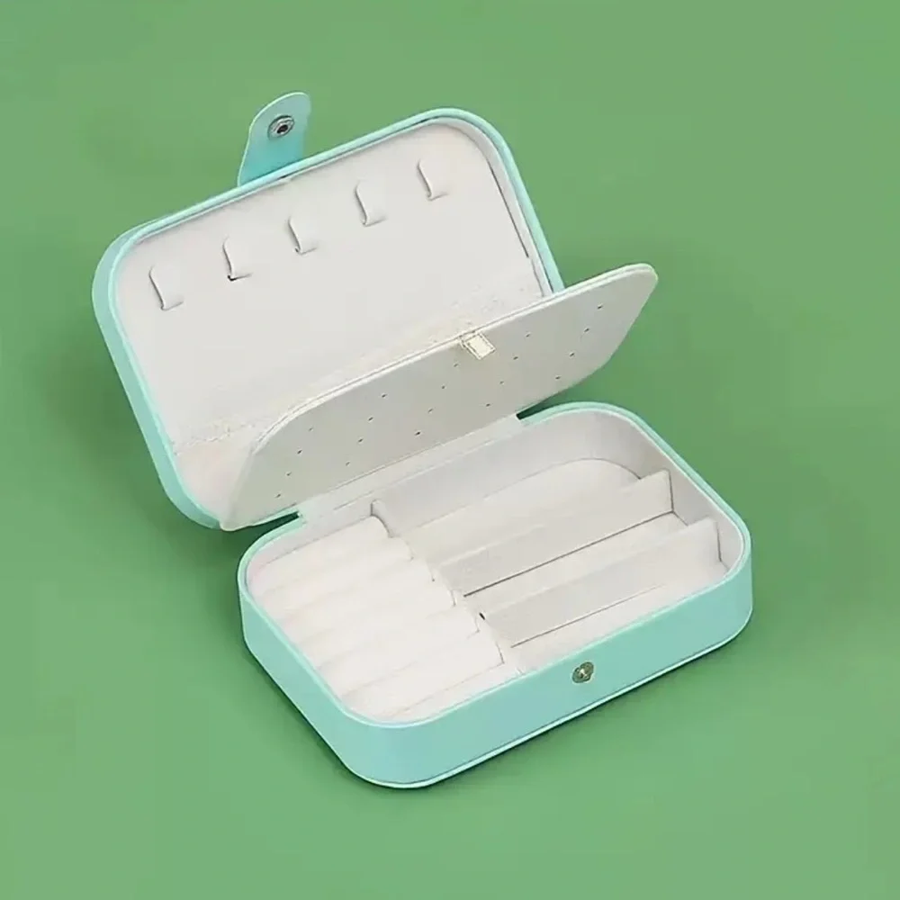 Portable Jewelry Box Aqua Green Compact Tarnish Resistant
